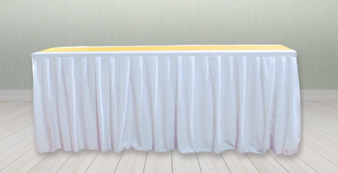 Sewa Meja Prasmanan Skirting Putih Batam